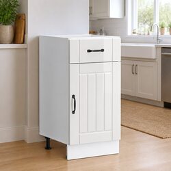 White High Gloss Kitchen Base Cabinet with Storage Doors