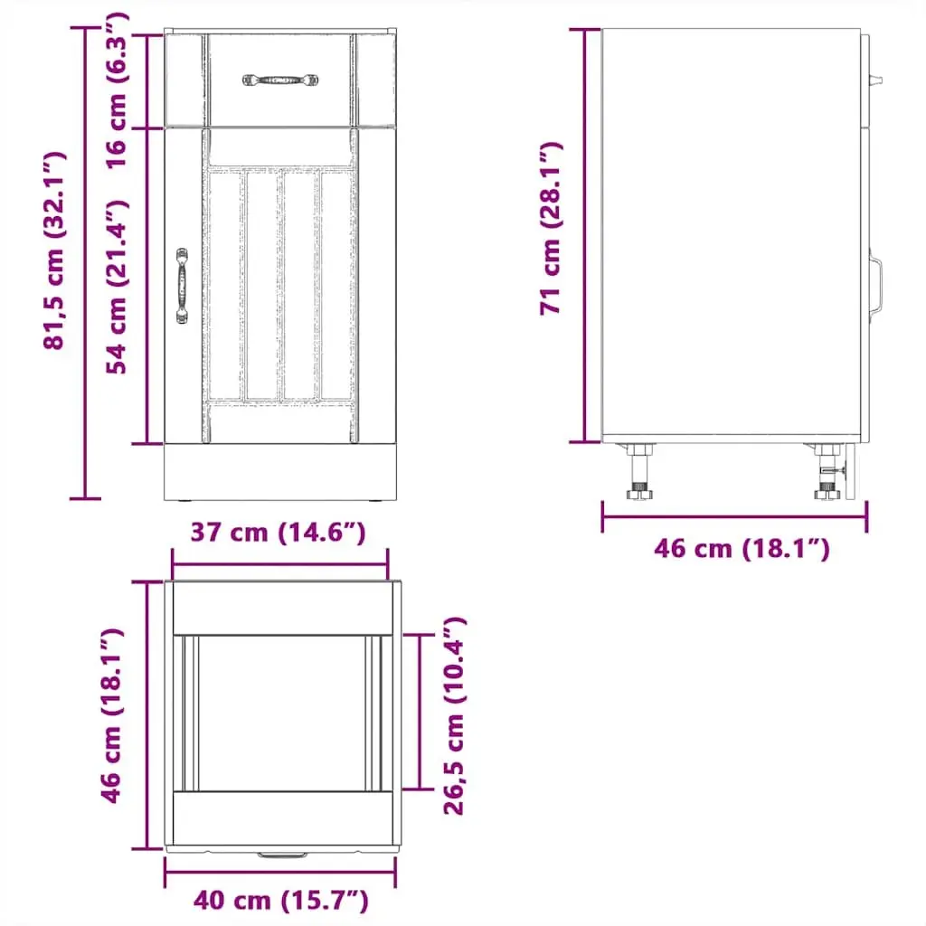 Engineered Wood Sink Base Cabinet White High Gloss Storage Unit with Doors
