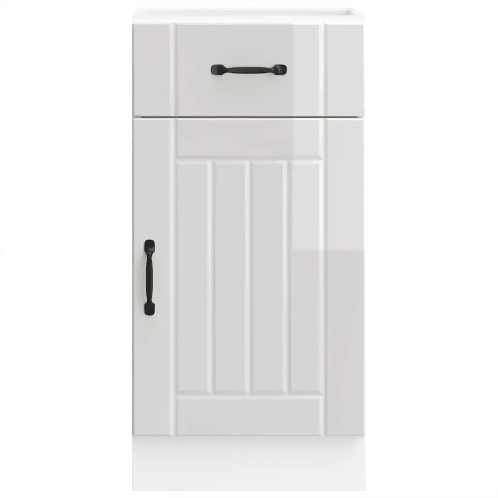 Engineered Wood Sink Base Cabinet White High Gloss Storage Unit with Doors