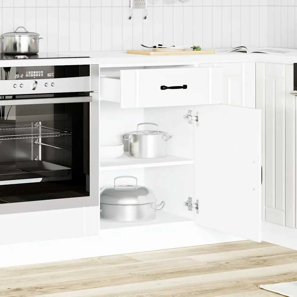 White Engineered Wood Kitchen Base Cabinet for Storage