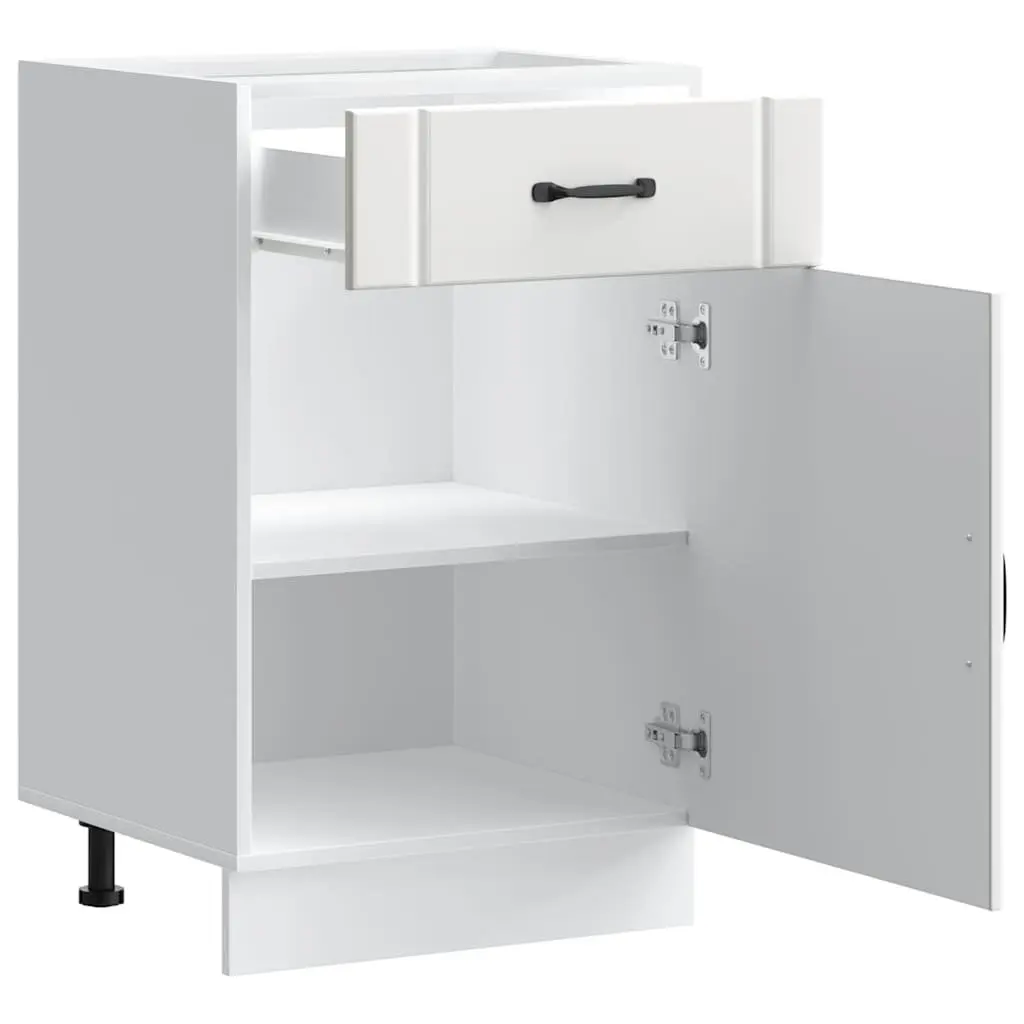 White Engineered Wood Kitchen Base Cabinet for Storage