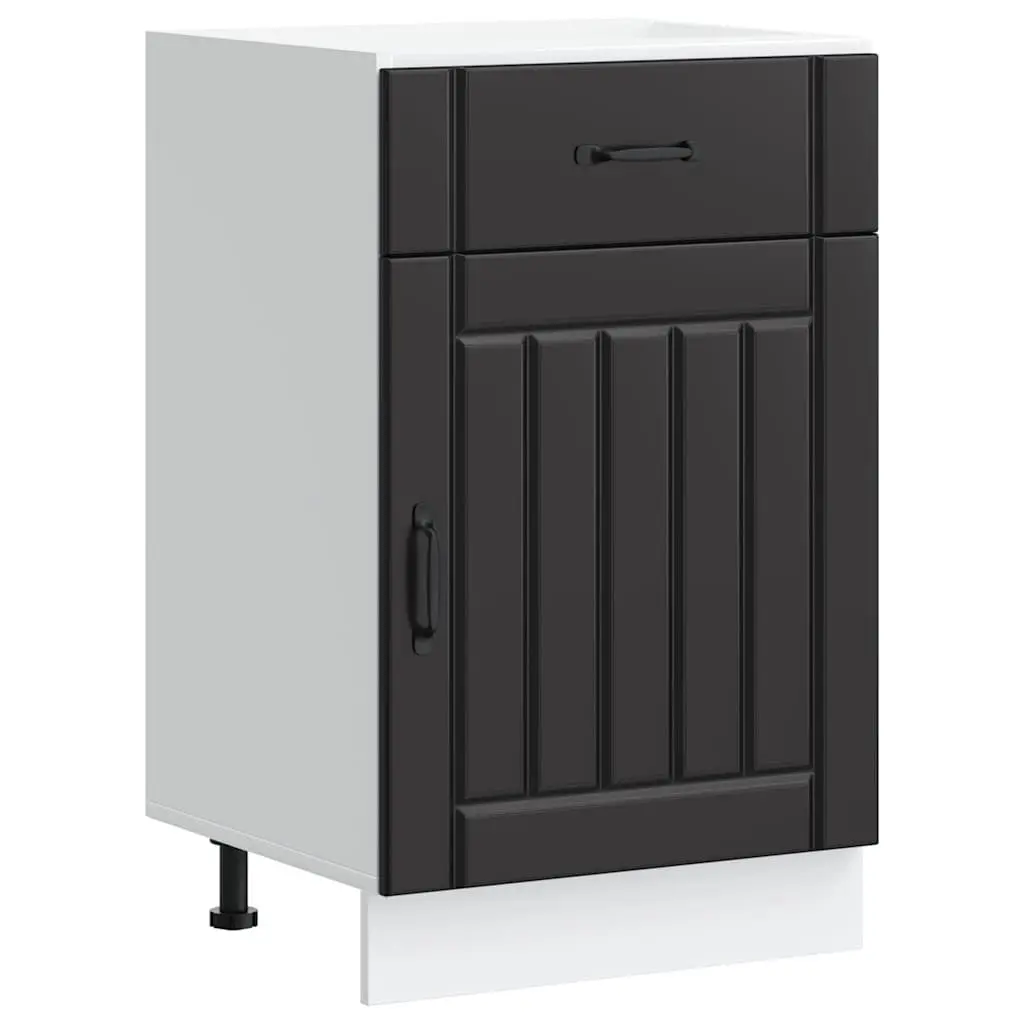 Black Engineered Wood Kitchen Base Cabinet for Storage
