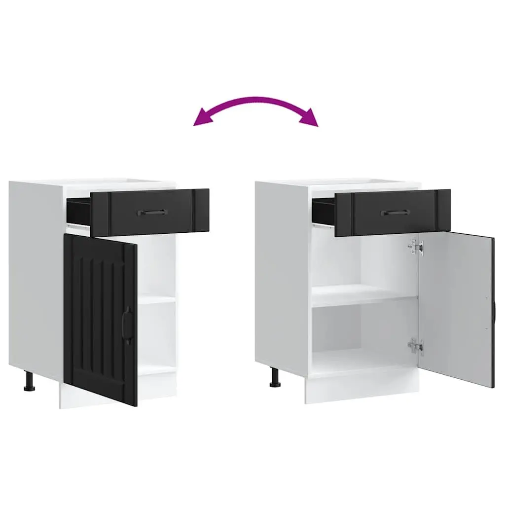 Black Engineered Wood Kitchen Base Cabinet for Storage
