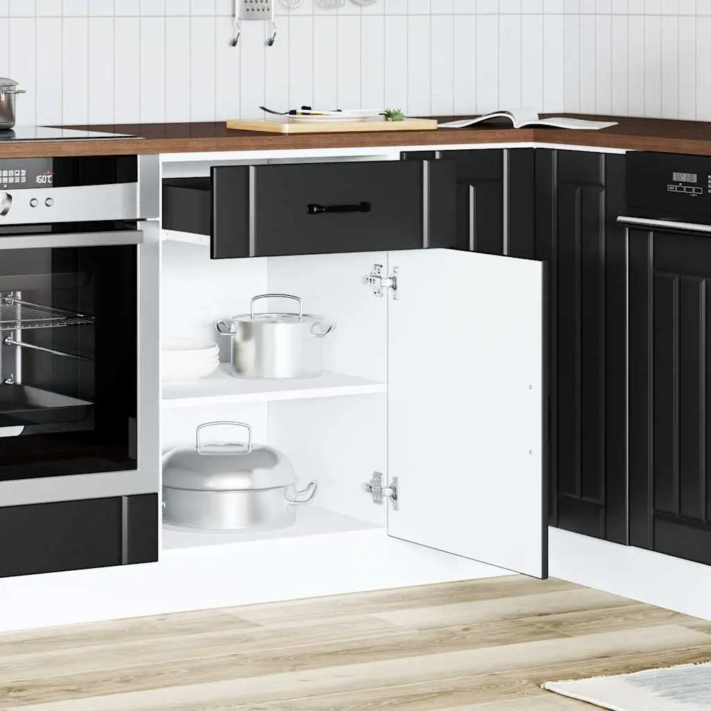 Black Engineered Wood Kitchen Base Cabinet for Storage
