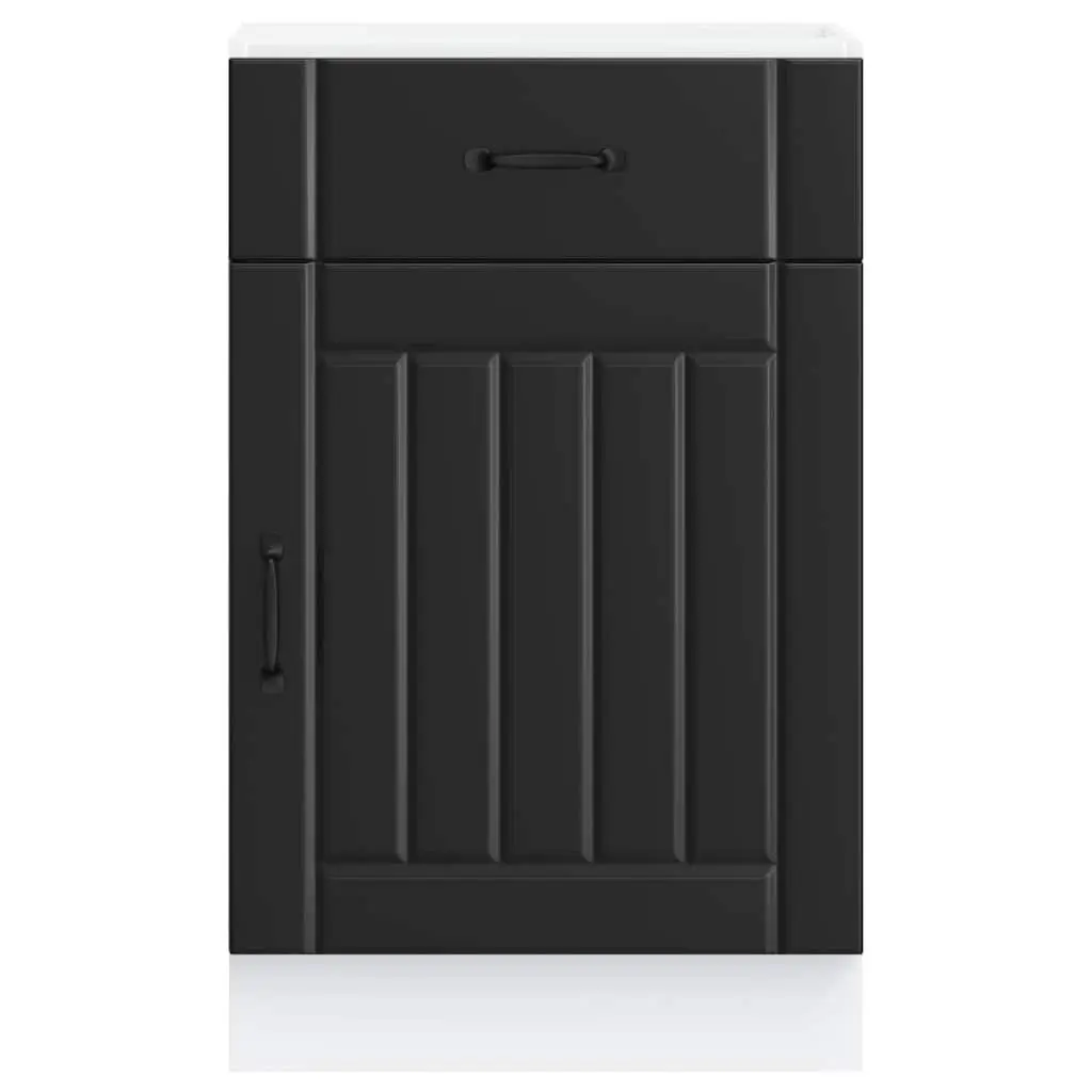 Black Engineered Wood Kitchen Base Cabinet for Storage