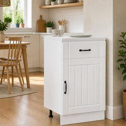 White High Gloss Engineered Wood Kitchen Base Cabinet