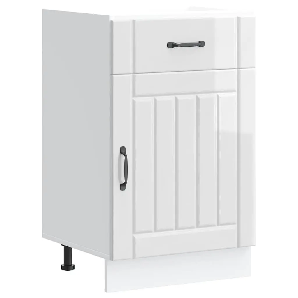 White High Gloss Engineered Wood Kitchen Base Cabinet