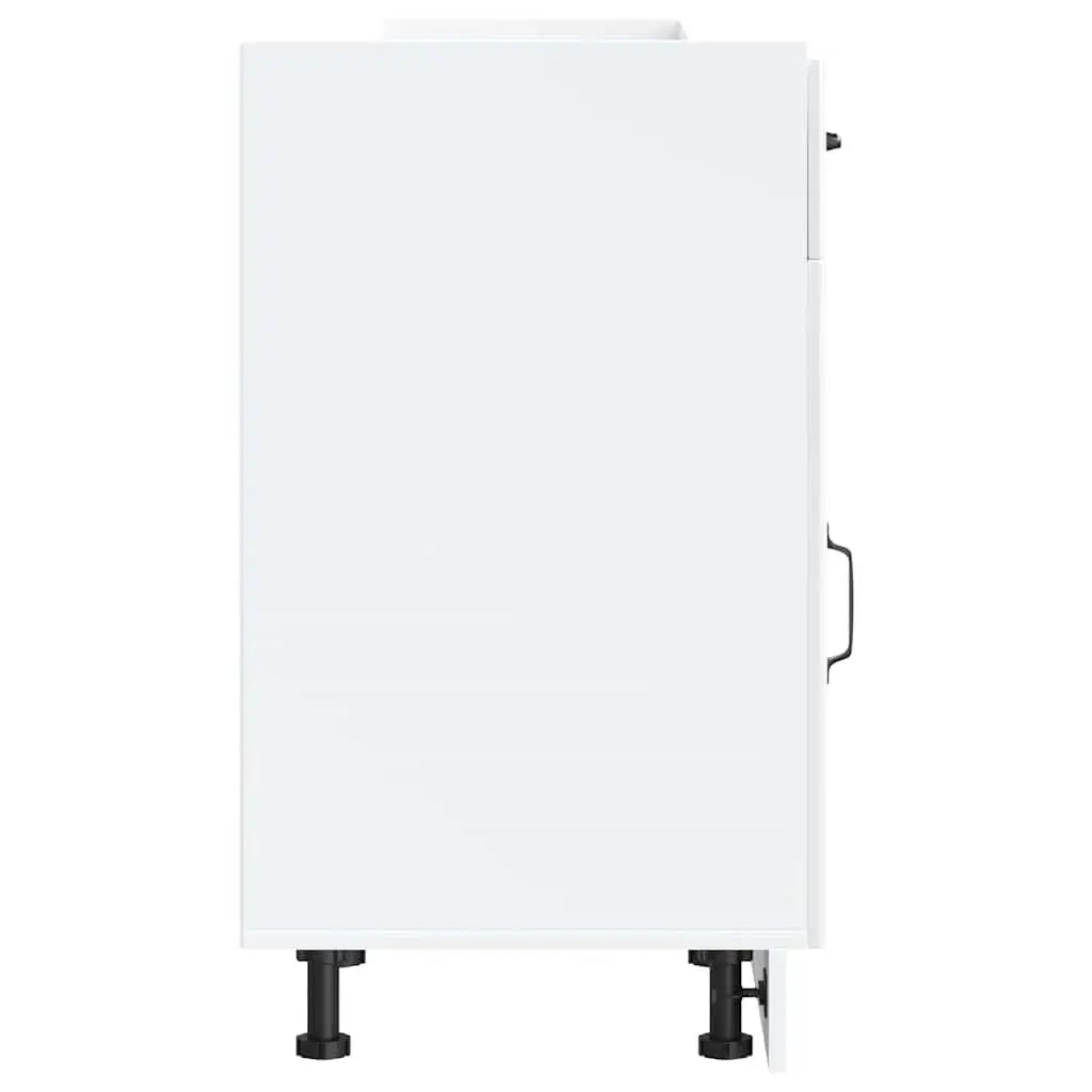 White High Gloss Engineered Wood Kitchen Base Cabinet