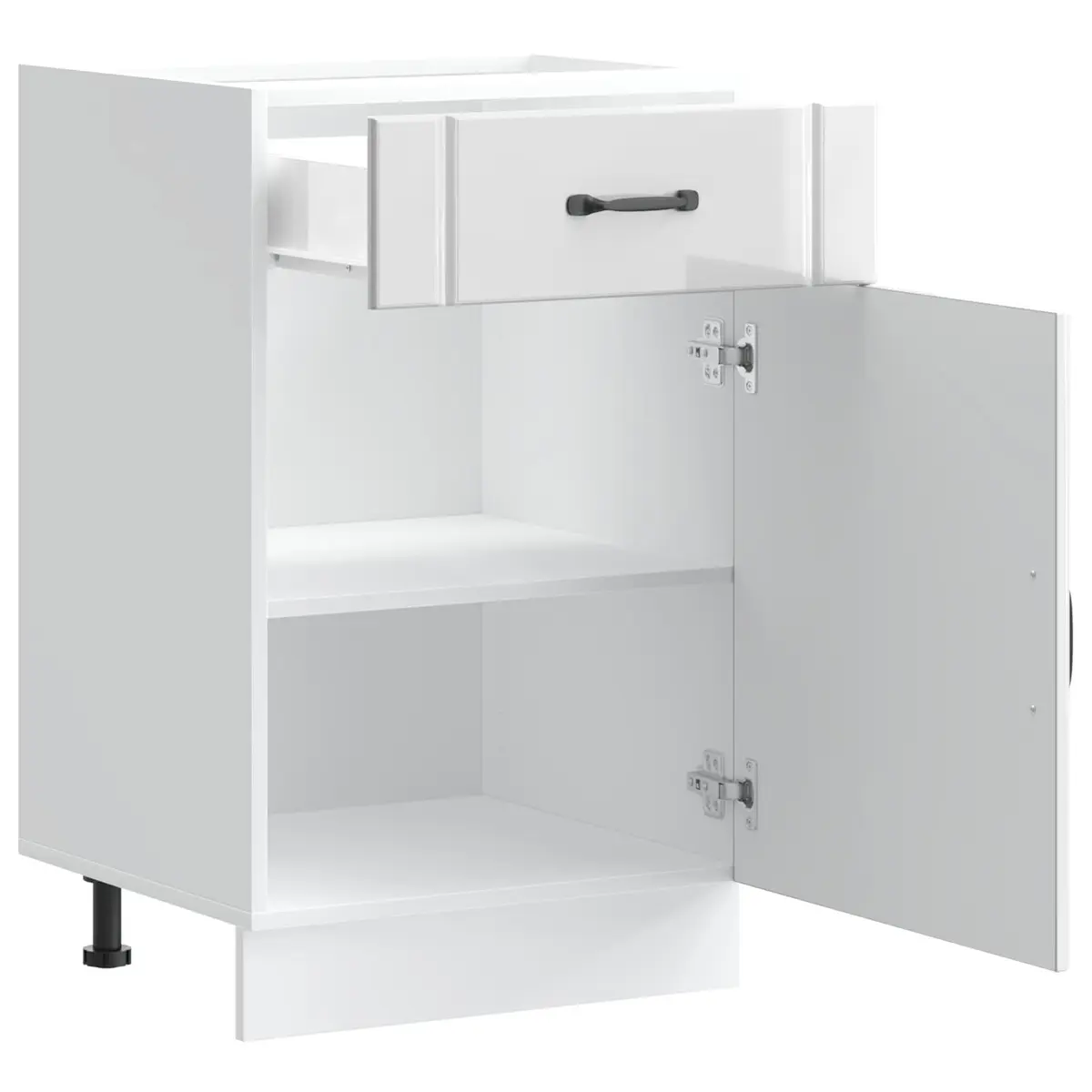 White High Gloss Engineered Wood Kitchen Base Cabinet