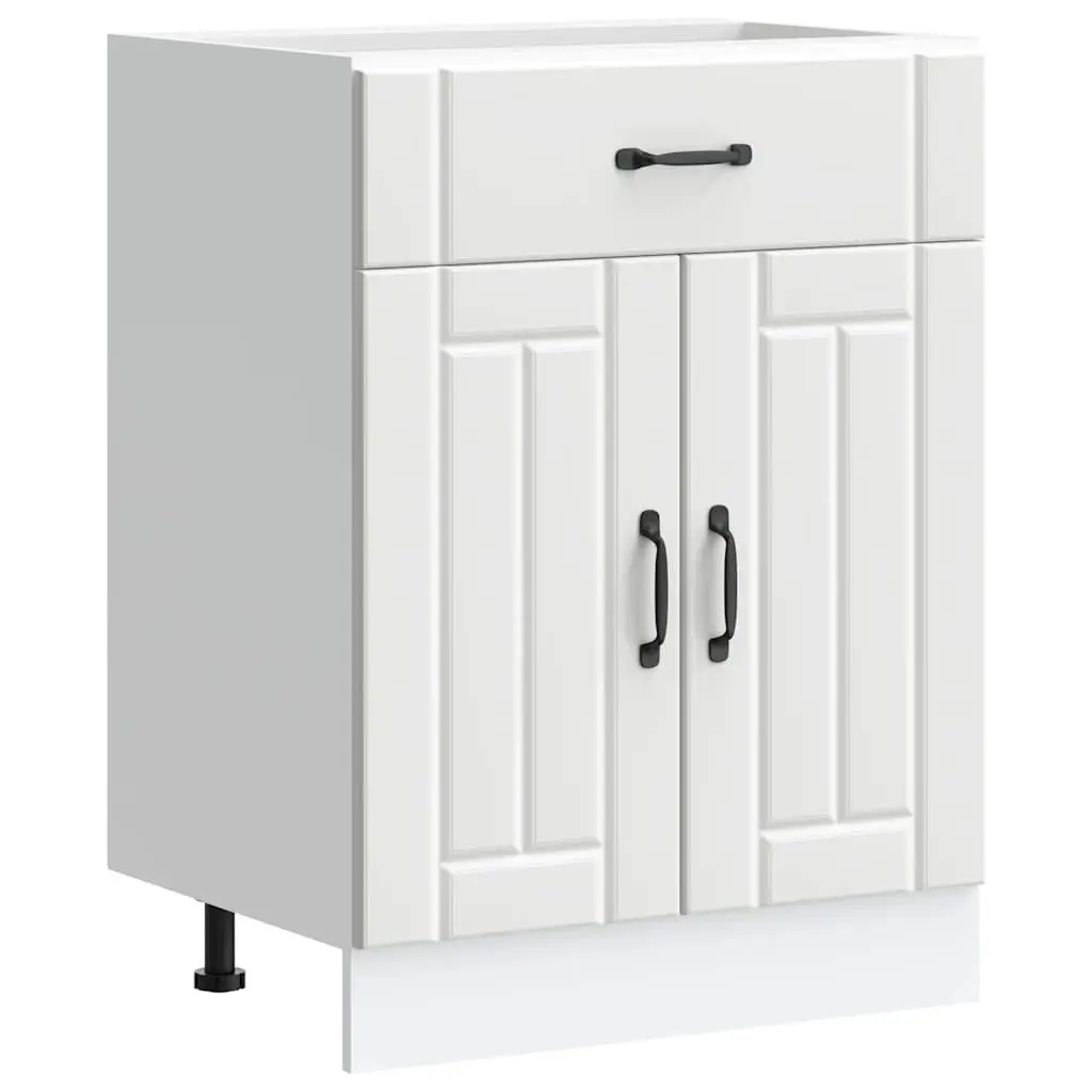 Kitchen Cabinet White Engineered Wood Storage Unit with Doors Adjustable Feet