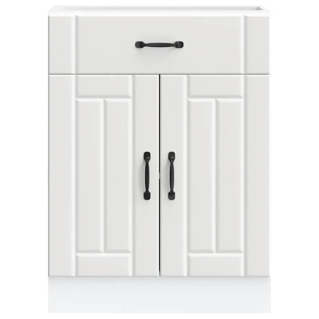 Kitchen Cabinet White Engineered Wood Storage Unit with Doors Adjustable Feet