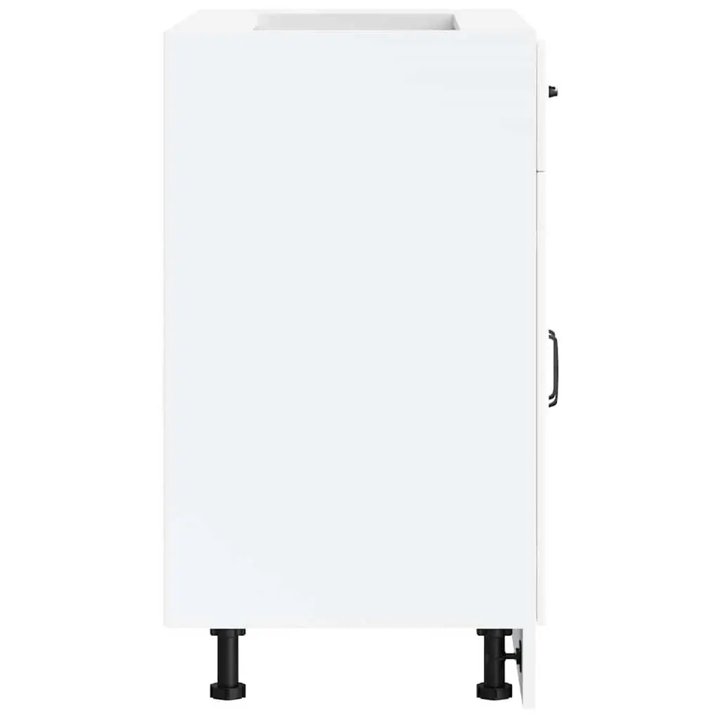 Kitchen Cabinet White Engineered Wood Storage Unit with Doors Adjustable Feet