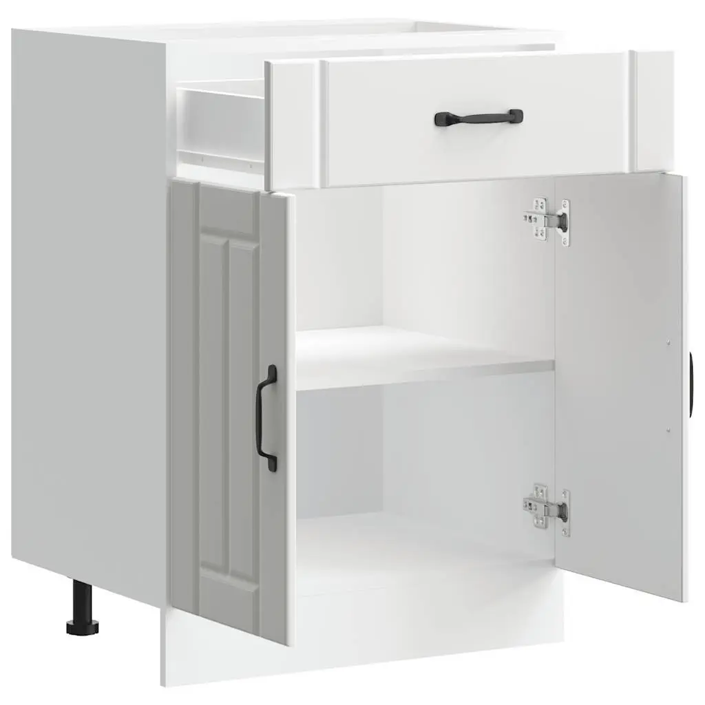 Kitchen Cabinet White Engineered Wood Storage Unit with Doors Adjustable Feet