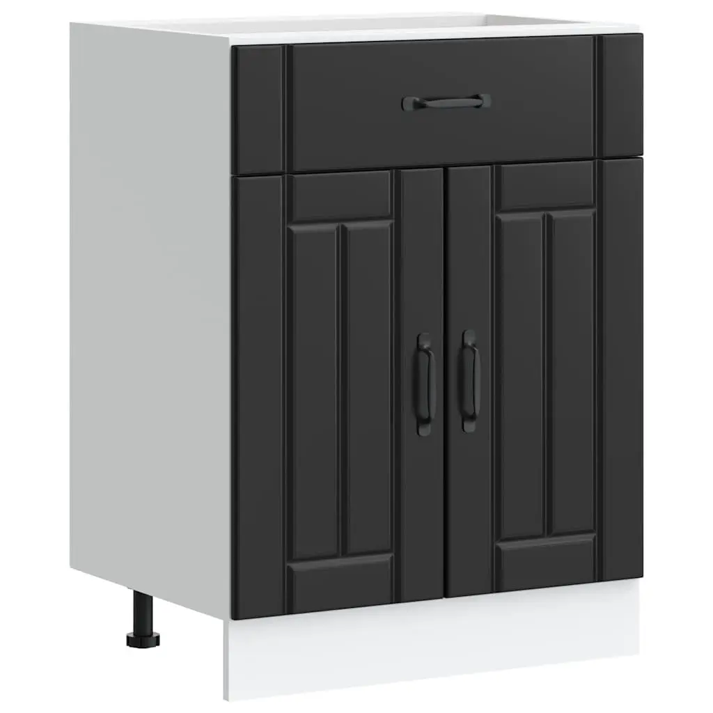 Engineered Wood Kitchen Storage Cabinet Black Adjustable Feet
