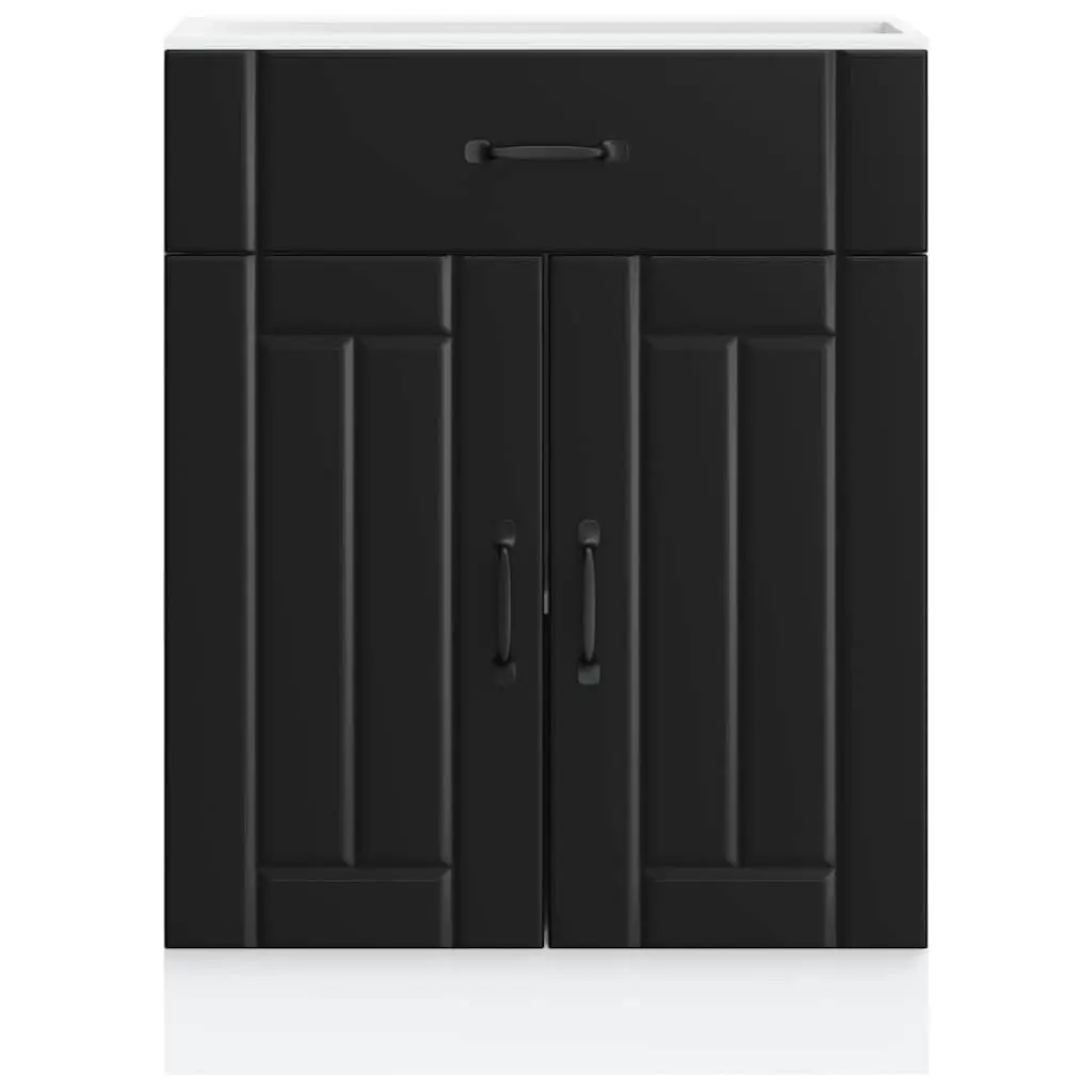 Engineered Wood Kitchen Storage Cabinet Black Adjustable Feet