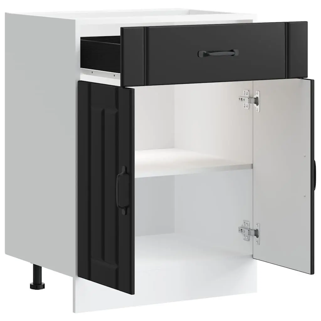 Engineered Wood Kitchen Storage Cabinet Black Adjustable Feet