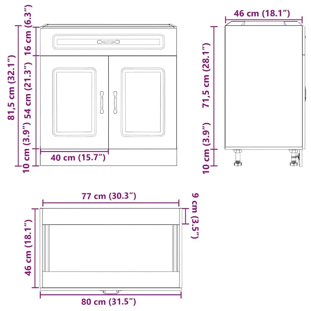 High Gloss White Kitchen Base Cabinet for Storage