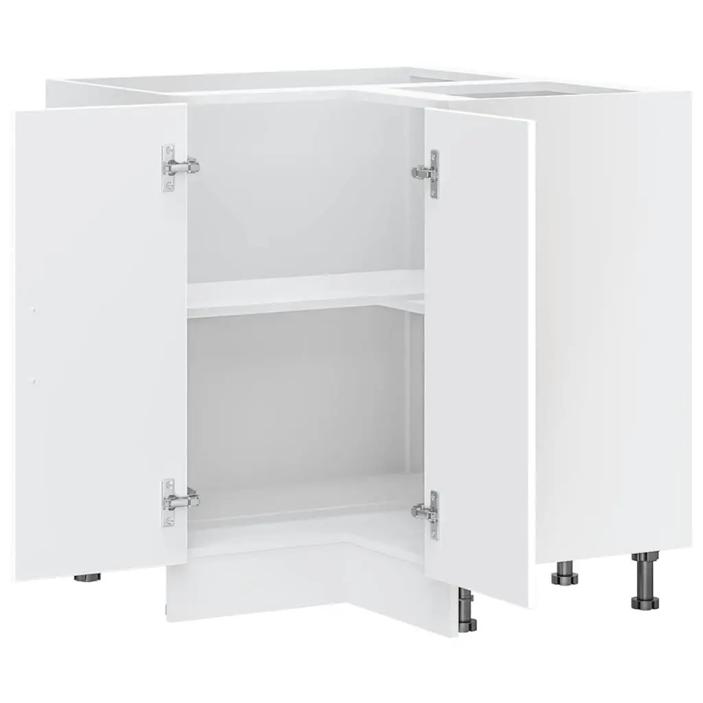 White Kitchen Corner Base Cabinet with Adjustable Feet