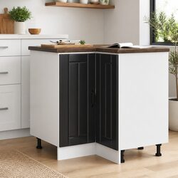 Black Engineered Wood Kitchen Corner Base Cabinet