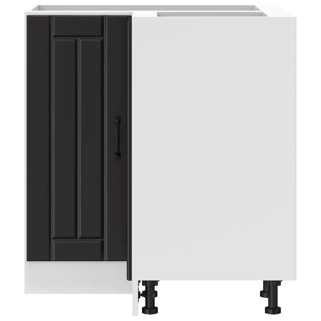 Corner Storage Cabinet Black Engineered Wood Kitchen Unit Adjustable Feet