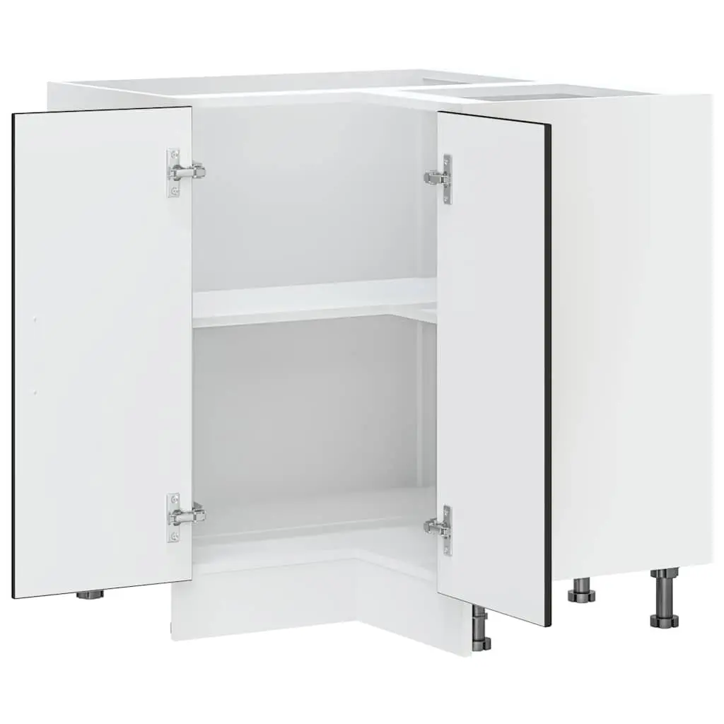 Corner Storage Cabinet Black Engineered Wood Kitchen Unit Adjustable Feet