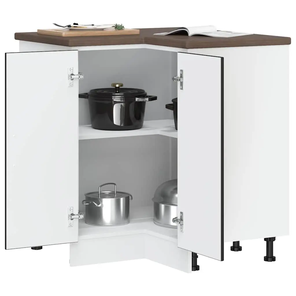 Corner Storage Cabinet Black Engineered Wood Kitchen Unit Adjustable Feet