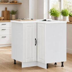 White Engineered Wood Kitchen Corner Base Cabinet