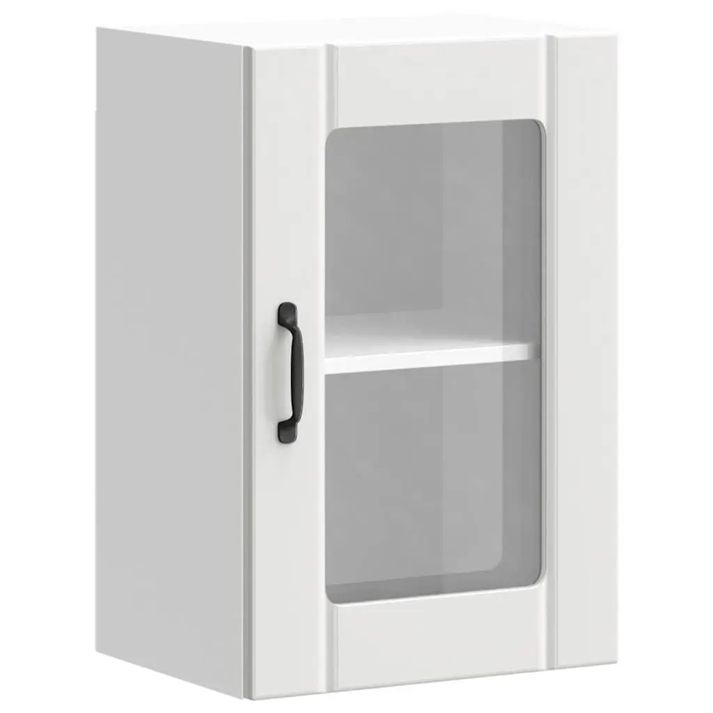 White Wall-Mounted Kitchen Cabinet with Glass Door