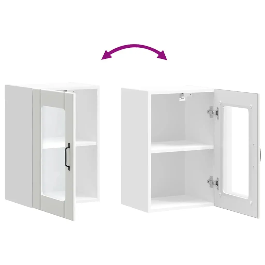 White Wall-Mounted Kitchen Cabinet with Glass Door