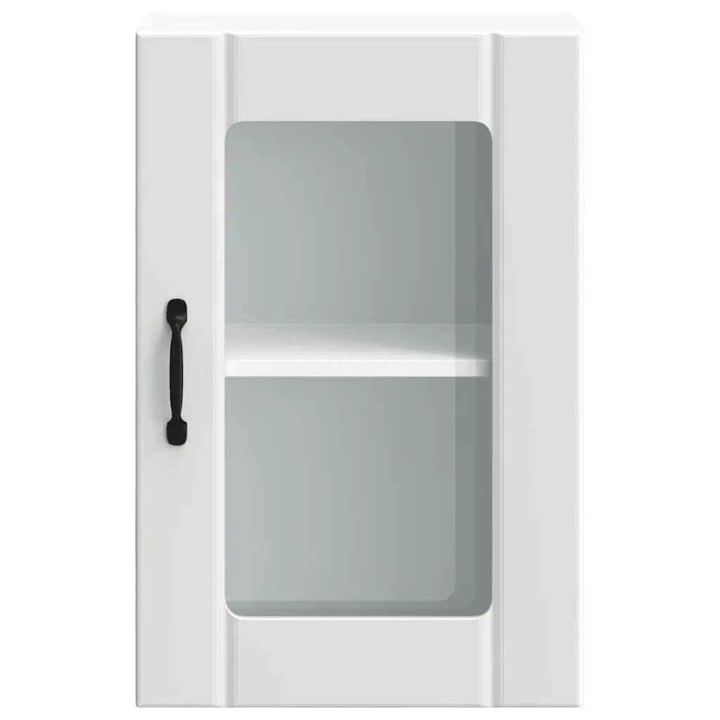 White Wall-Mounted Kitchen Cabinet with Glass Door