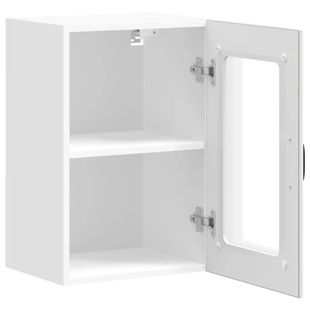 White Wall-Mounted Kitchen Cabinet with Glass Door