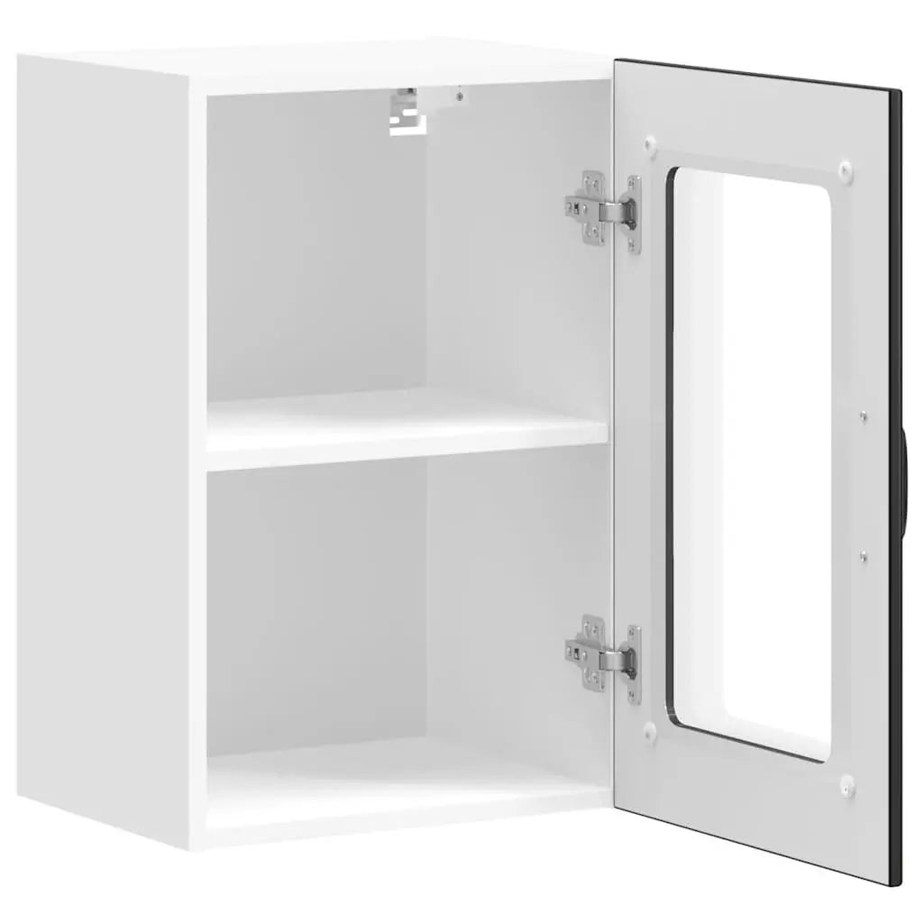 Wall-Mounted Kitchen Cabinet with Glass Door in Black