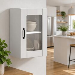 High Gloss White Kitchen Wall Cabinet with Glass Door
