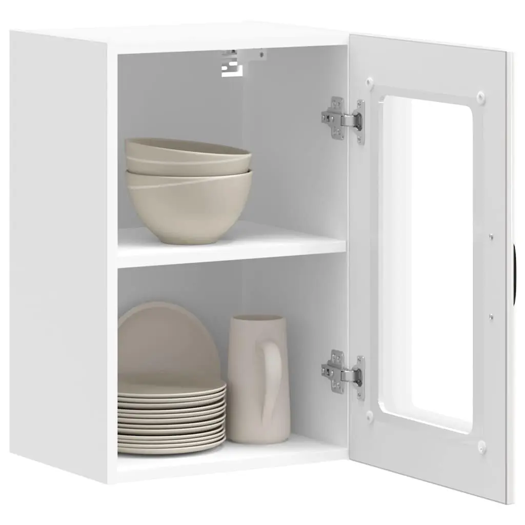 High Gloss White Kitchen Wall Cabinet with Glass Door