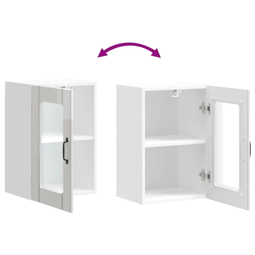 High Gloss White Kitchen Wall Cabinet with Glass Door