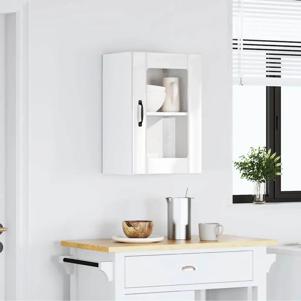 High Gloss White Kitchen Wall Cabinet with Glass Door