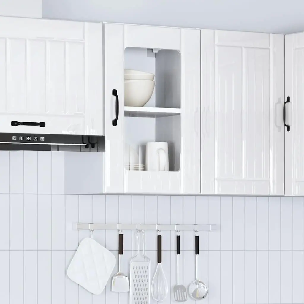 High Gloss White Kitchen Wall Cabinet with Glass Door