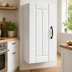White Engineered Wood Kitchen Wall Cabinet with Glass Door