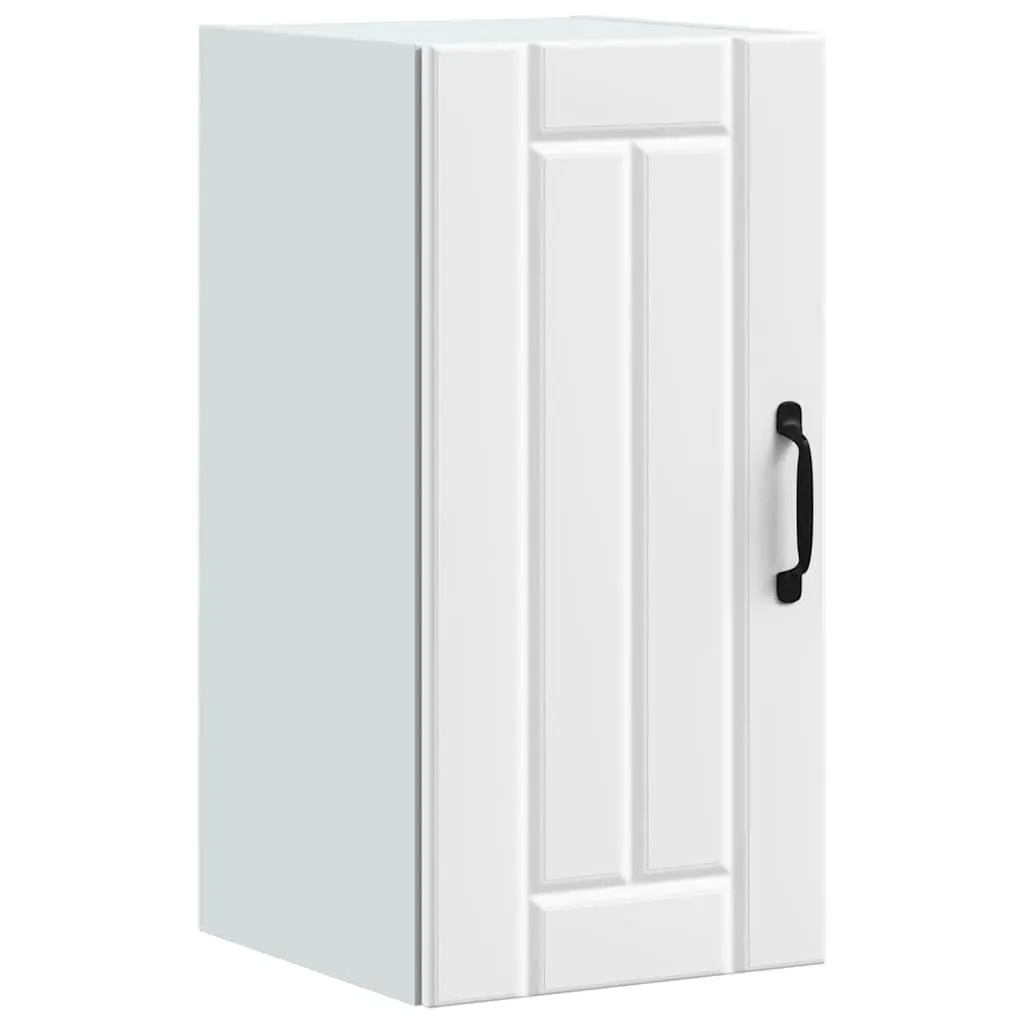 Kitchen Wall Cabinet White Engineered Wood Glass Door Wall-Mounted