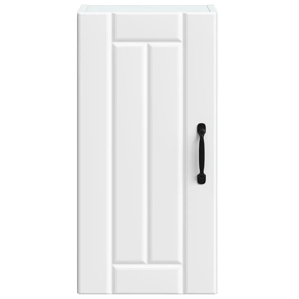 Kitchen Wall Cabinet White Engineered Wood Glass Door Wall-Mounted