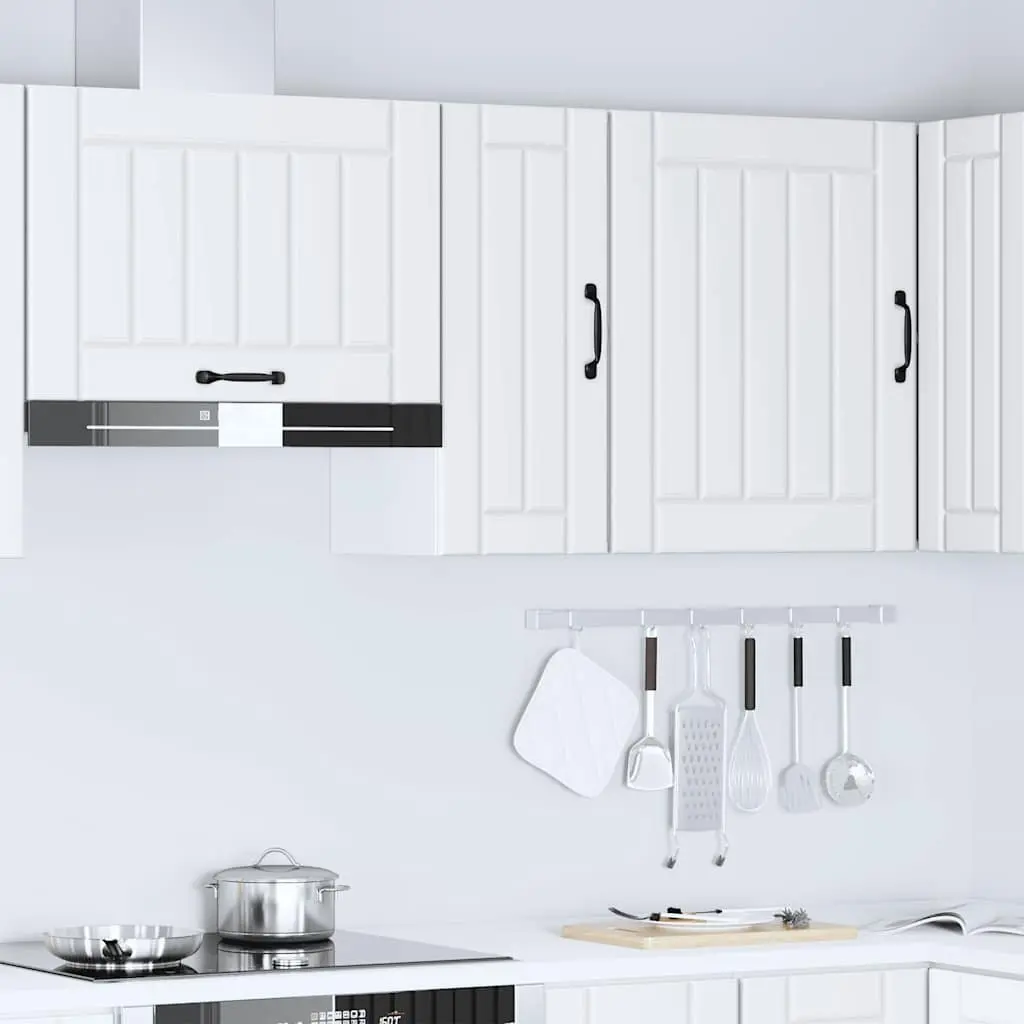 Kitchen Wall Cabinet White Engineered Wood Glass Door Wall-Mounted
