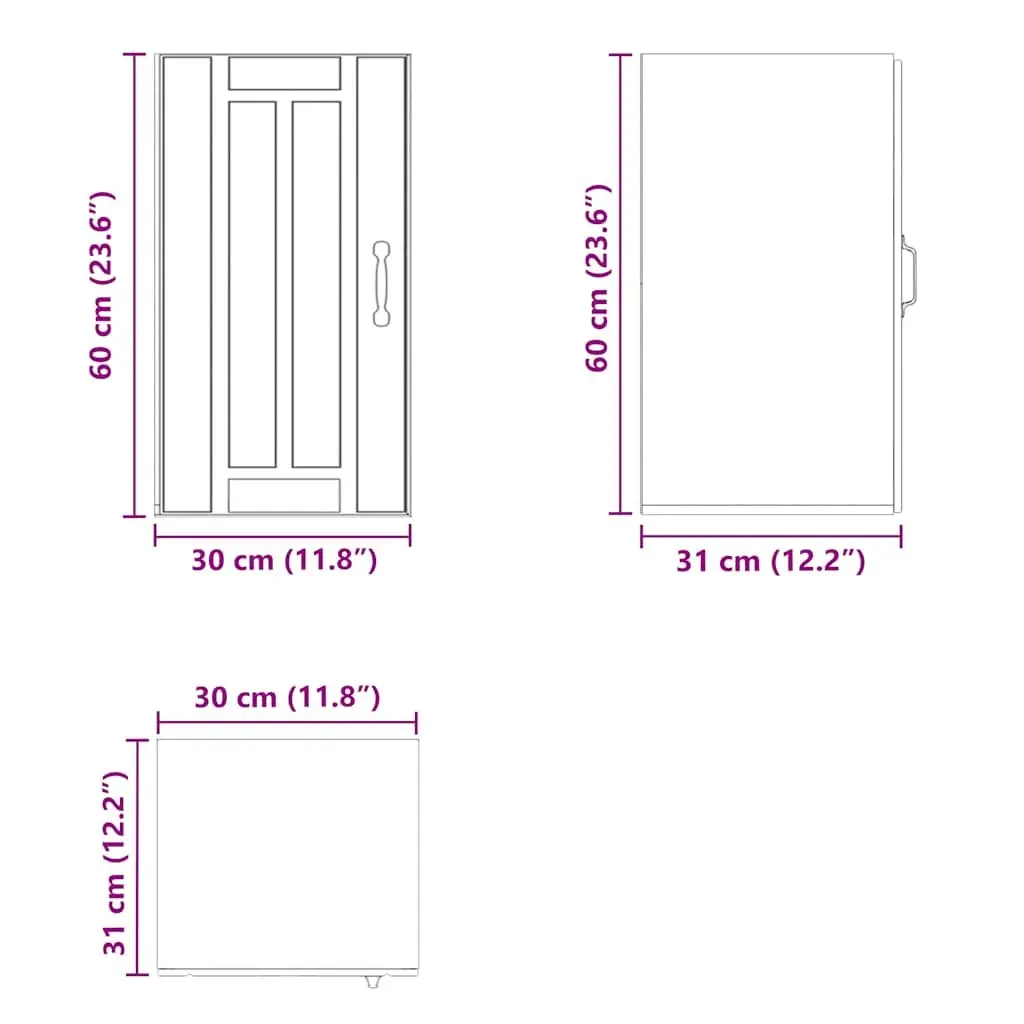 Kitchen Wall Cabinet Black Engineered Wood Glass Door Wall-Mounted