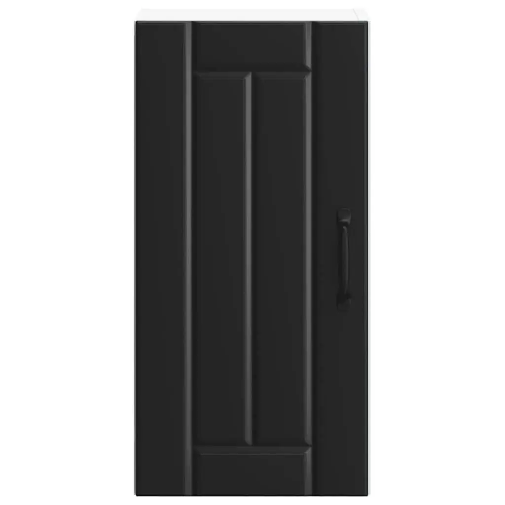 Kitchen Wall Cabinet Black Engineered Wood Glass Door Wall-Mounted