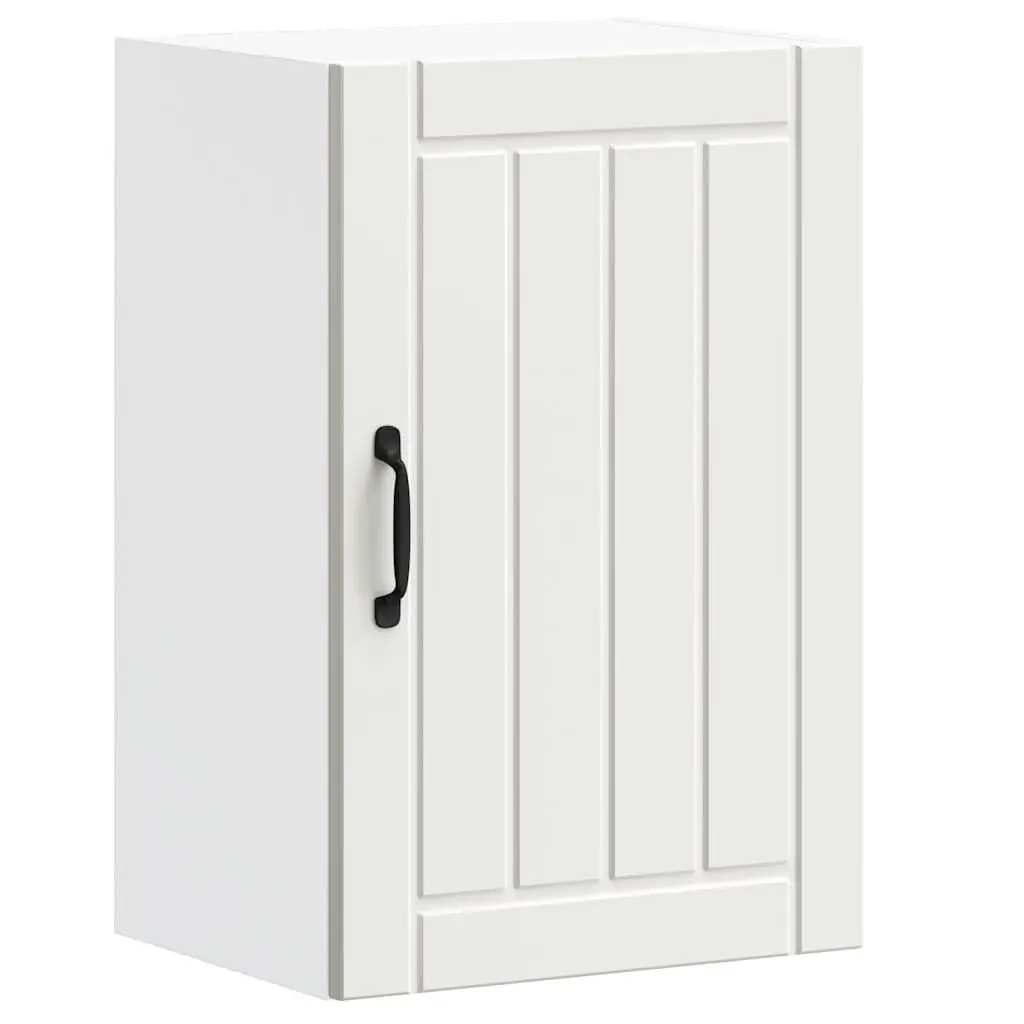 White Engineered Wood Kitchen Wall Cabinet with Glass Door