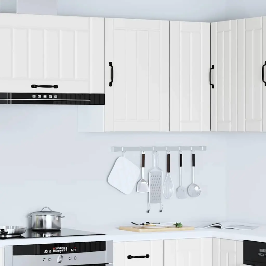 White Engineered Wood Kitchen Wall Cabinet with Glass Door