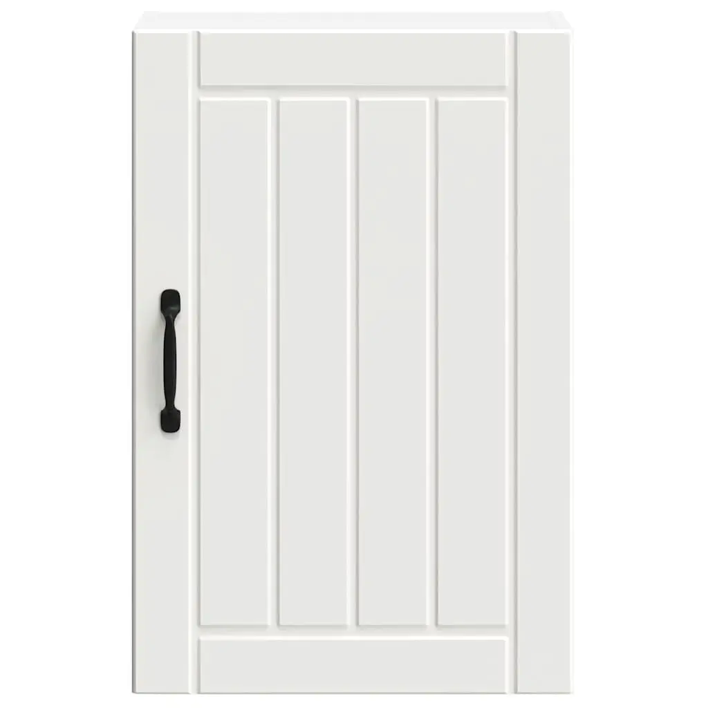 White Engineered Wood Kitchen Wall Cabinet with Glass Door