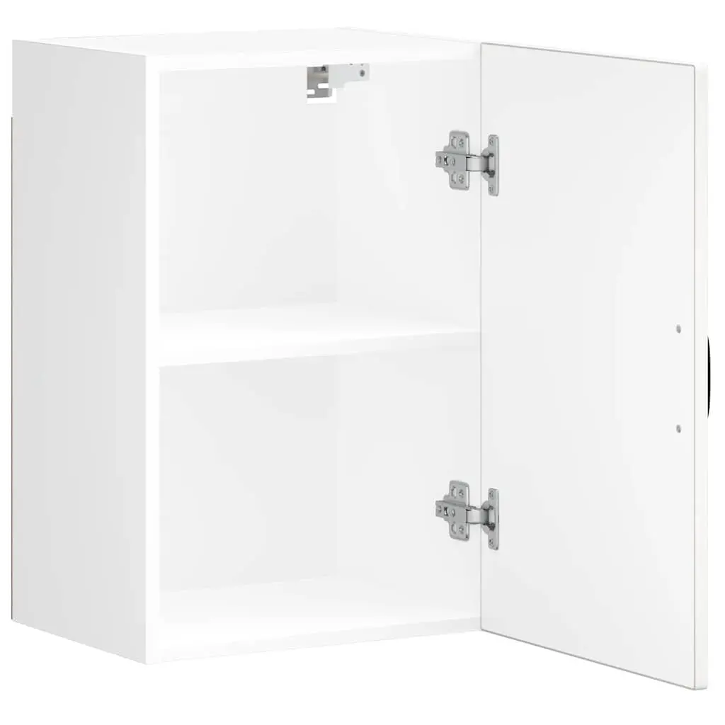 White Engineered Wood Kitchen Wall Cabinet with Glass Door