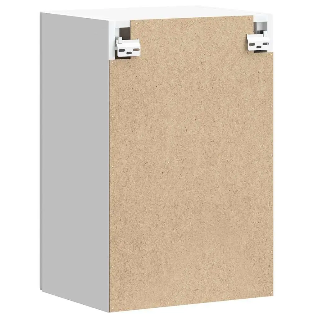 White Engineered Wood Kitchen Wall Cabinet with Glass Door