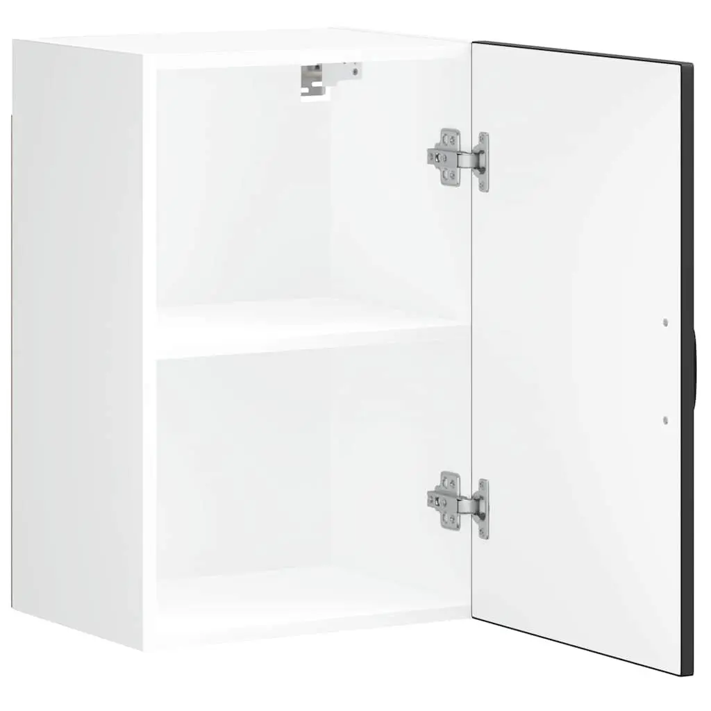 Black Engineered Wood Wall Cabinet with Glass Door