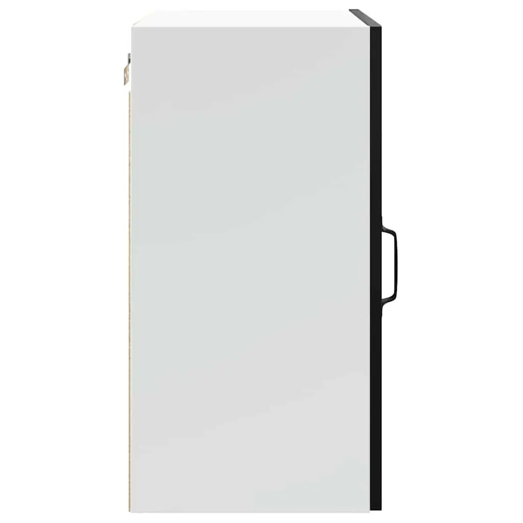 Black Engineered Wood Wall Cabinet with Glass Door